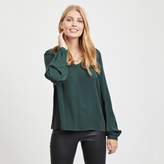 Thumbnail for your product : Vila V-Neck Blouse with Dip Hem and Long Sleeves