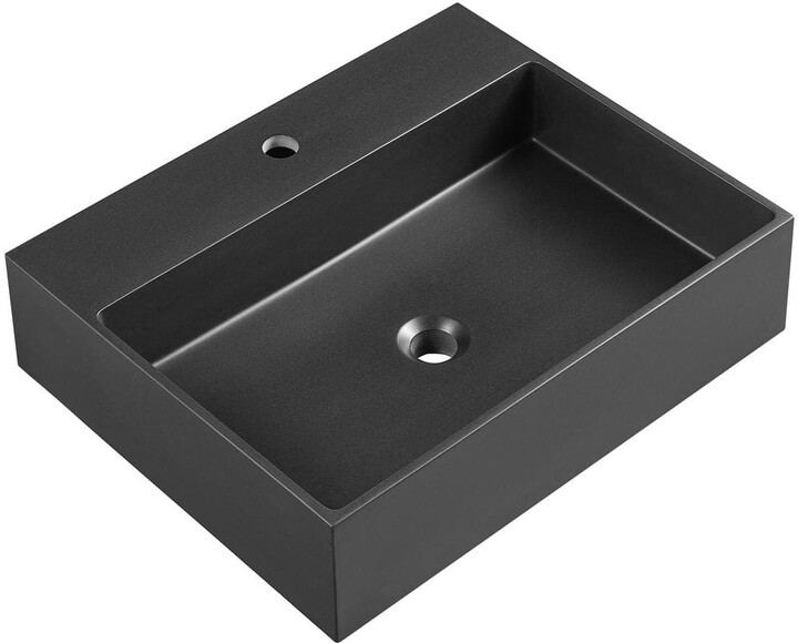 SERENE VALLEY 26 in. Wall-Mount Install or On Countertop Bathroom Sink with Single Faucet Hole in Matte Black