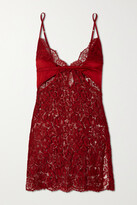 Thumbnail for your product : Coco de Mer + Killing Eve Moscow Cutout Leavers Lace And Satin Chemise