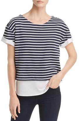 Andrew Marc Layered-Look Striped Top