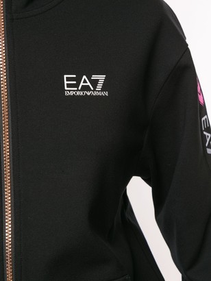 EA7 Emporio Armani Logo-Print Zip-Up Hoodie