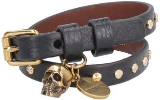 Alexander McQueen Leather Bracelet With Medallion And Skull