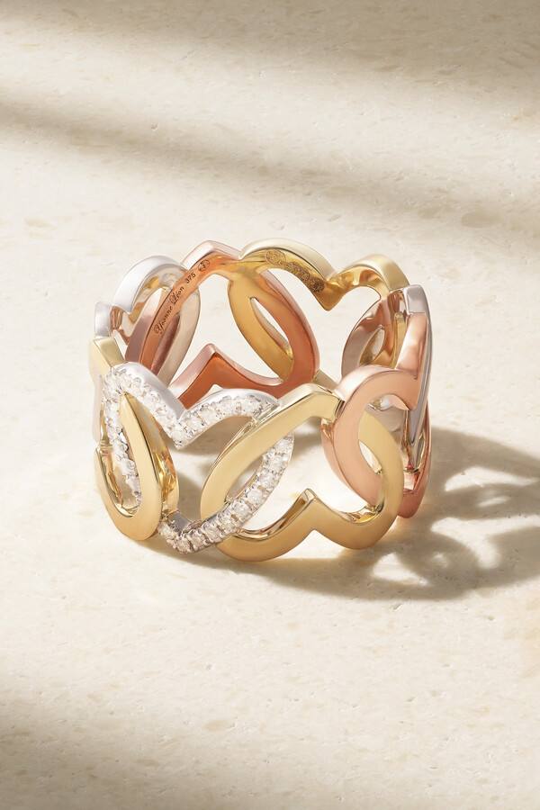 Yvonne Léon Maille 18-karat Rose, White And Yellow Gold Ring - 7 - ShopStyle
