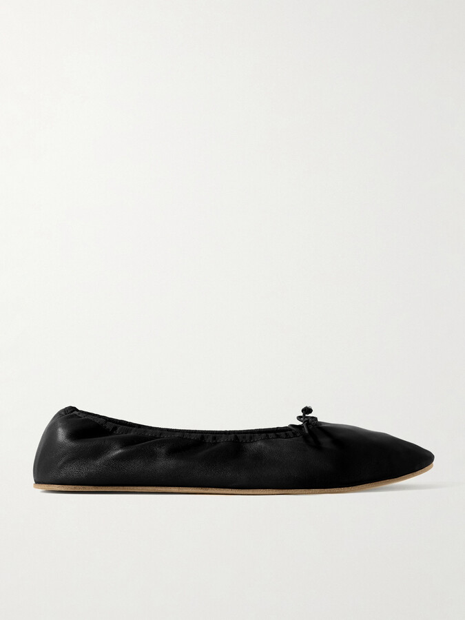 The Row Leather Ballet Flats - Black