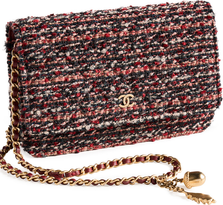 What Goes Around Comes Around Chanel Filigree Tweed Wallet on Chain in Black | Women