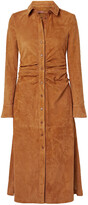 Thumbnail for your product : Altuzarra Claudia Ruched Suede Midi Shirt Dress