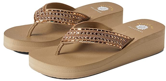 yellow box brown sandals