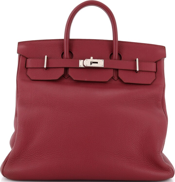 Hermes Heeboo travel bag in burgundy canvas and brown leather