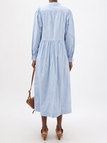Thumbnail for your product : Sea Salma Striped Cotton-blend Poplin Shirt Dress - Blue