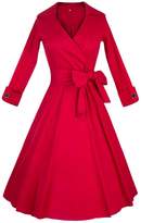 Thumbnail for your product : Yacun Women's Classical V-Neck Half Sleeve Bowknot Swing Casual Party Dress _M
