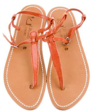 K Jacques St Tropez Embossed Leather Thong Sandals