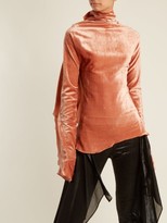 Thumbnail for your product : Paula Knorr - Relief Waterfall-ruffled Silk-blend Velvet Top - Beige