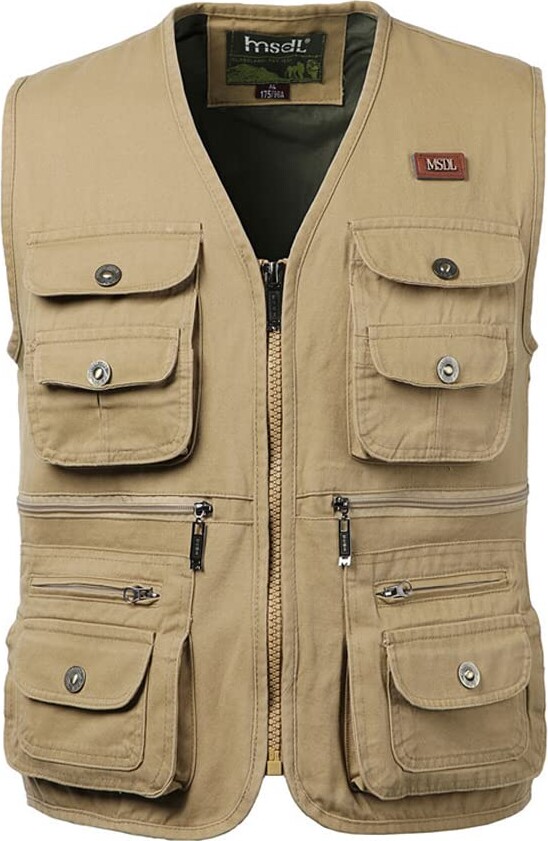 YAOTT Men's Cotton Waistcoat Jacket Safari Hiking Vest Outdoor Fishing