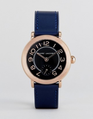 Marc Jacobs Navy Leather Riley Watch