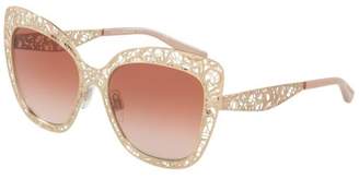 Dolce & Gabbana Women's Metal Woman Square Sunglasses, Pink Gold, 56 mm