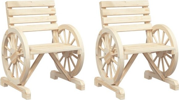 VidaXL vidaXLGardenChairNaturalwoodSolidFirWood22.8x22.8x30.9in-BrownChairSetof2