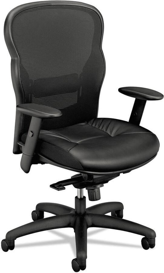 HON basyx VL701 Series High-Back Swivel/Tilt Work Chair, Black Mesh/Leather
