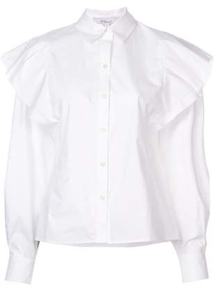 Derek Lam 10 Crosby Long Sleeve Ruffle Shoulder Shirt