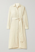 Thumbnail for your product : Vince Belted Cotton-blend Shirt Dress - Off-white