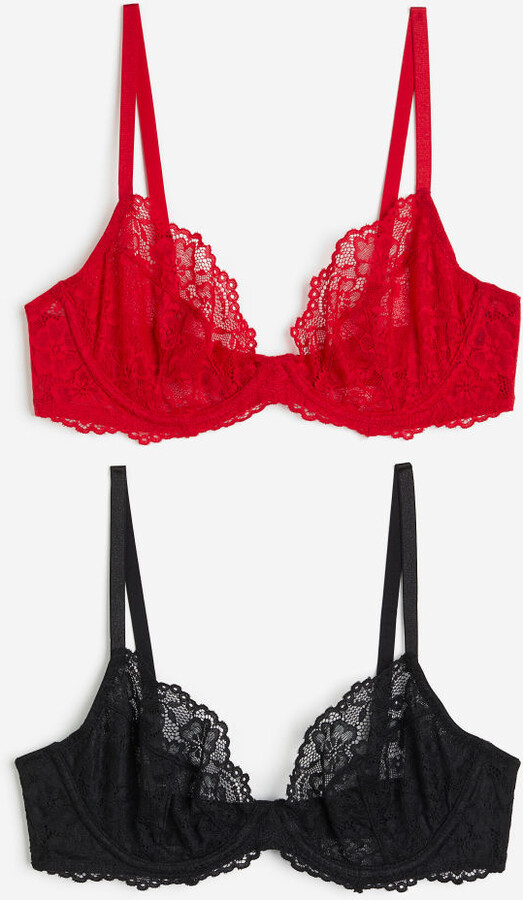 Figleaves Curve Adore lace padded longline multiway balcony bra in  redcurrant