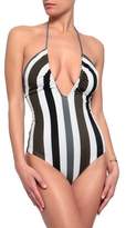 Thumbnail for your product : Mikoh Luana Ruched Striped Halterneck Swimsuit