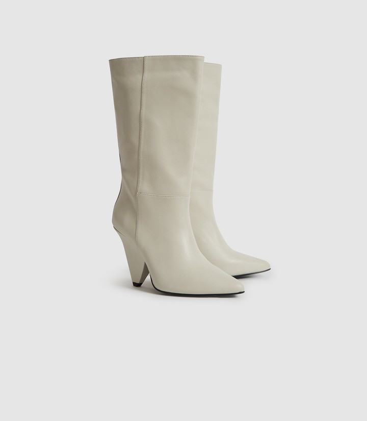 cream leather boots ladies