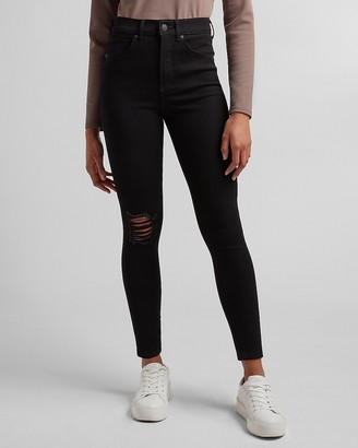 petite black ripped skinny jeans