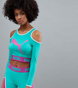 Puma Exclusive To ASOS Long Sleeve Cut Out Crop In Green