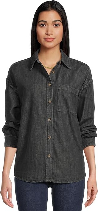 Faherty Sunfair Denim Shirt Women's Clothing Midnight Tide Wash : LG, Cotton/Denim