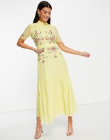 Thumbnail for your product : Hope & Ivy embroidered maxi dress in yellow