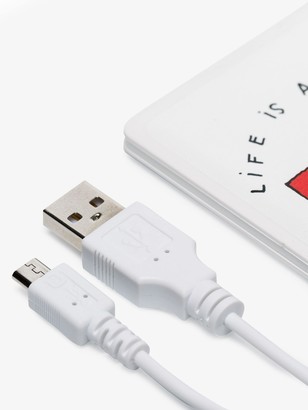 Private Label white illustrated USB power bank