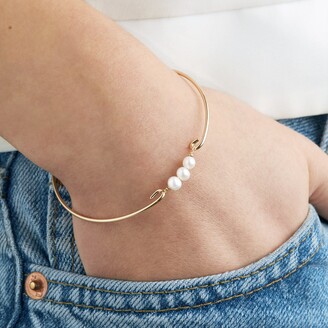 Lily & Roo Sterling Silver Cluster Pearl Bangle