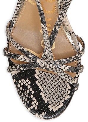 Sam Edelman Pippa Ankle-Wrap Snakeskin-Embossed Leather Sandals