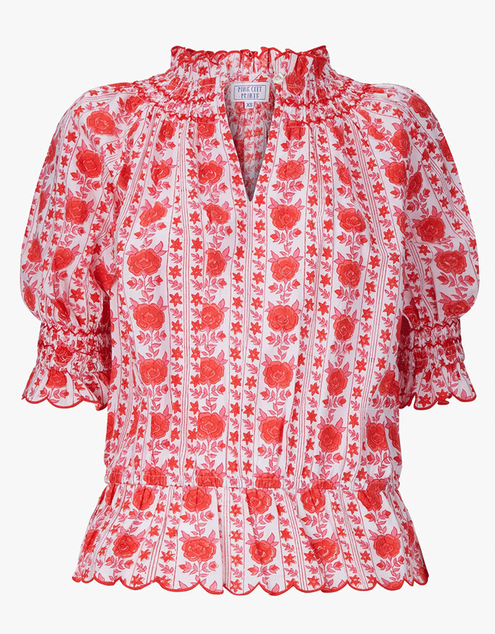 Pink City Prints Beatrice Candy Alpine Blouse - ShopStyle Tops