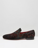 Thumbnail for your product : Jeffery West Martini Embroidered Suede Loafers