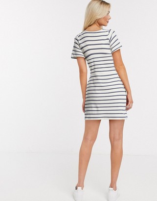 Wednesday's Girl mini dress with ruched front in stripe rib