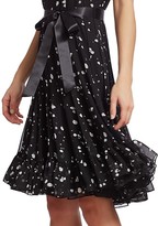 Thumbnail for your product : Teri Jon by Rickie Freeman Spotted Chiffon Pintuck Dress