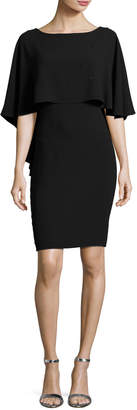 St. John Lightweight Sequined Cape Dress, Black