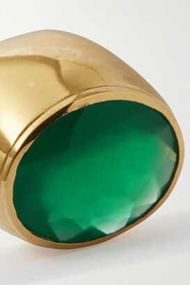 Loren Stewart Yubaba Gold Vermeil Quartz Signet Ring - Green