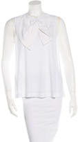 Thumbnail for your product : Miu Miu Bow-Accented Lace-Trimmed Top