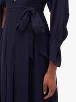Thumbnail for your product : Roland Mouret Evora Pintucked Silk-chiffon Wrap Dress - Navy