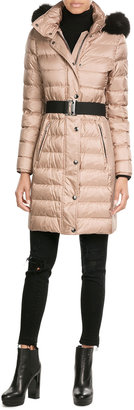 Burberry Quilted Down Coat with Fox Fur Collar