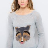 Thumbnail for your product : Soft Grey Long-Sleeved Scoop Neck Raccoon Motif Sweater, 10% Mohair