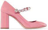 Miu Miu - Crystal-embellished Patent-leather Mary Jane Pumps - Pink