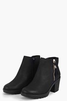 Thumbnail for your product : boohoo Amy Fringe Trim Block Heel Chelsea Boot