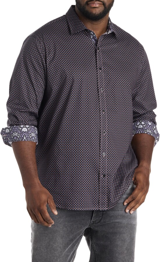 Synrgy by DXL Big & Tall Micro Diamond Print Sport Shirt