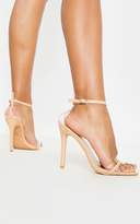 Thumbnail for your product : PrettyLittleThing Nude Wide Fit Clear Strap Barely There Sandal