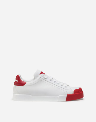 dolce and gabbana white and red sneakers