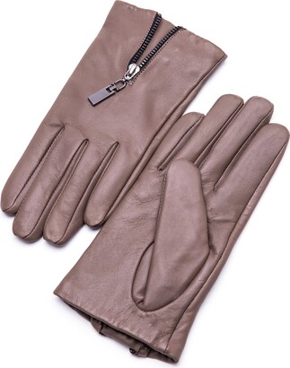YISEVEN Women's Sheepskin Driving Leather Gloves Motorcycle Full Finger Cycling lined Punk Gloves Brown 6.5"/Small
