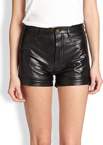 Thumbnail for your product : RED Valentino Leather High-Waist Shorts